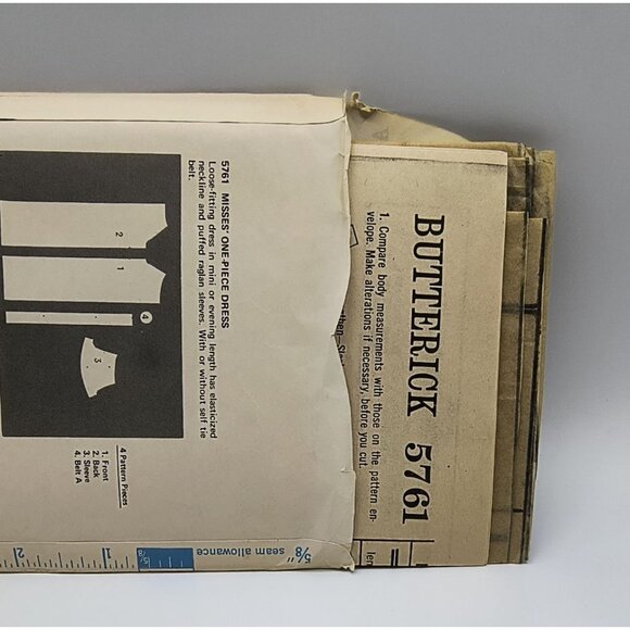 Vintage 1970s Butterick 5761 Misses One-Piece Dress Sewing Pattern Size 10 - Picture 3 of 4